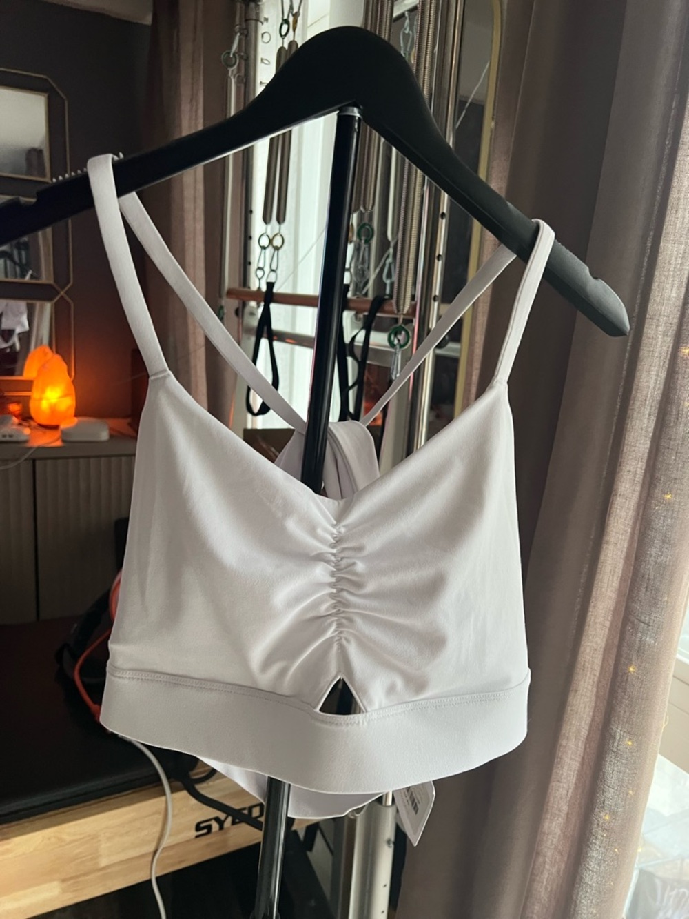 Fabletics White Ruched Strappy Sports Bralette